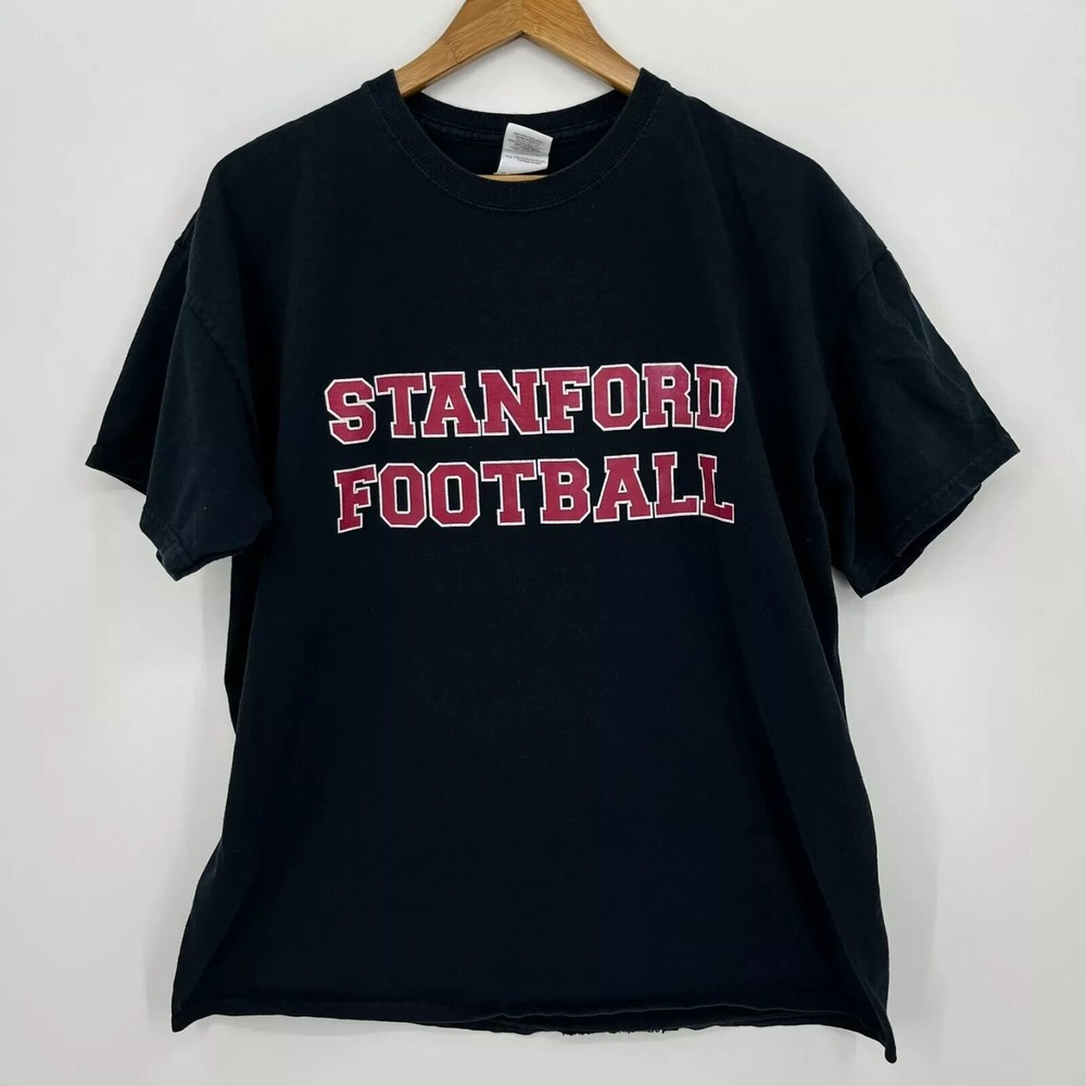 Gildan Stanford Football T-Shirt Mens XL Black Short Sleeve NCAA Graphic Tee